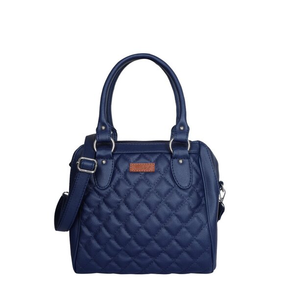 Vegan Leather Women’s Blue Handbag – Top Handle Satchel with Crossbody Strap - Picture 1 of 11